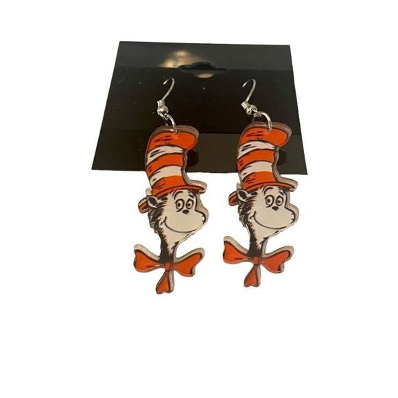 Adorable Cat in the Hat Drop Earrings. - Picture 5 of 5